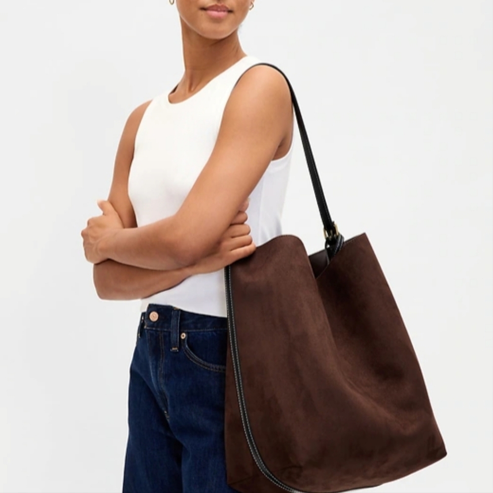 Gap Brown Vegan Suede Bucket Bag.